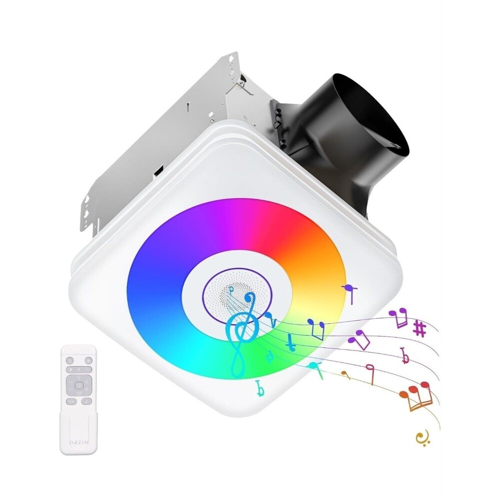 OREIN 3-in-1 Quite Bathroom Exhaust Fan Bluetooth Speaker RGB LED REMOTE 160CFM